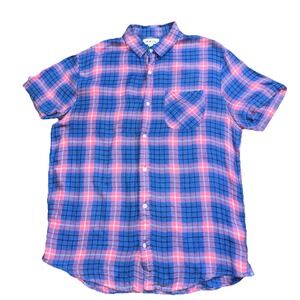The Rail Men's Medium Button Up Rayon Short Sleeve Plaid